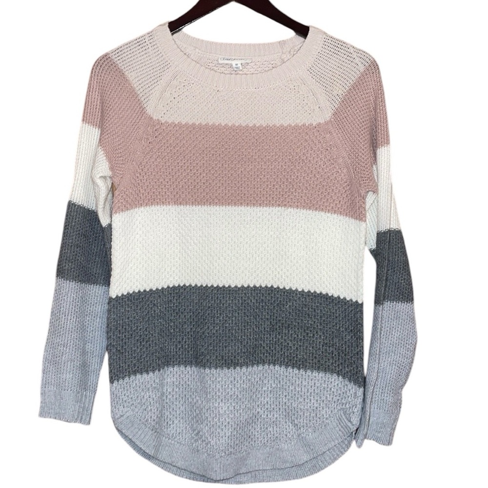 •CLOUD CHASER•COLORBLOCK STRIPE RIBBED CREWNECK KNIT SWEATER SIZE MEDIUM